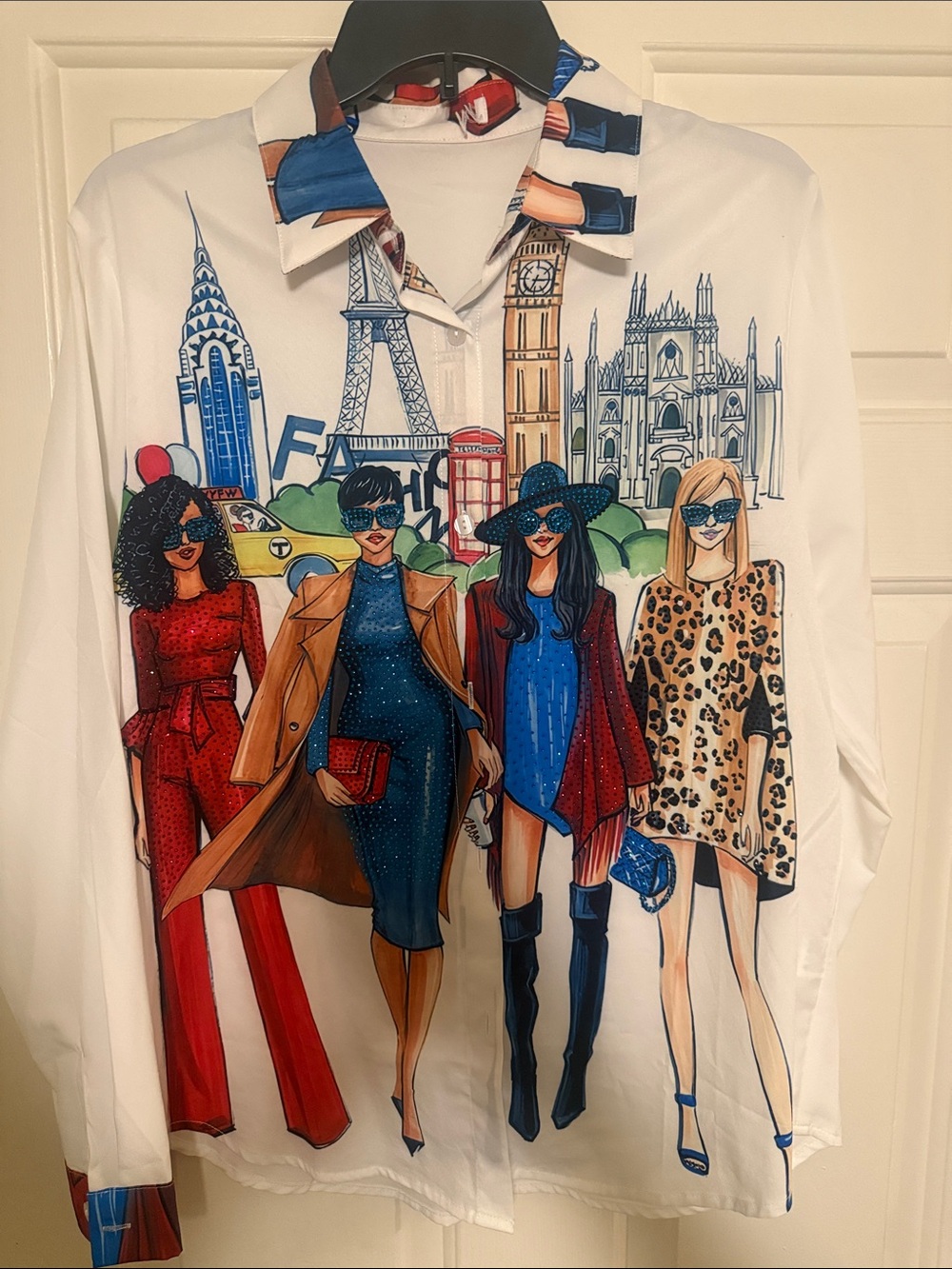 Dolce & Gabbana White Illustrated Multi-Color Panel Crewneck Sweater